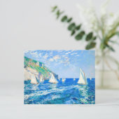 穏やかな水に帆船 – 印象派絵を描家 ポストカード (スタンド正面)