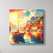 穏やかな水に浮かぶ帆船 キャンバスプリント (正面)