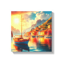 穏やかな水に浮かぶ帆船