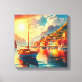 穏やかな水に浮かぶ帆船 キャンバスプリント