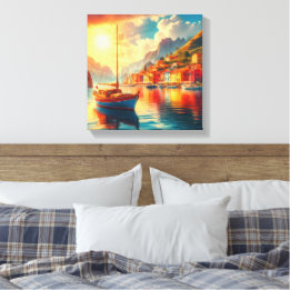 穏やかな水に浮かぶ帆船 キャンバスプリント