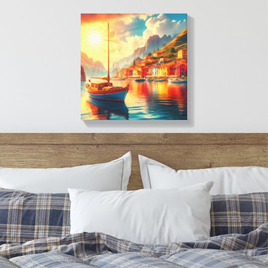 穏やかな水に浮かぶ帆船 キャンバスプリント (インサイチュ (寝室))