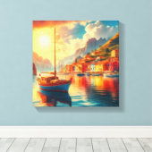 穏やかな水に浮かぶ帆船 キャンバスプリント (インサイチュ (ウッドフロア))