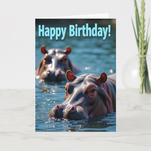 穏やかな水の獣の誕生日カード カード (正面)