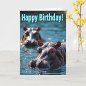 穏やかな水の獣の誕生日カード カード (黄色い花)