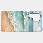穏やかな水の色のビーチ波 – 海ビーブ SAMSUNG GALAXYケース (裏面横)