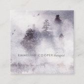 穏やかな水の色の木ブルービジネスカード スクエア名刺 (正面)