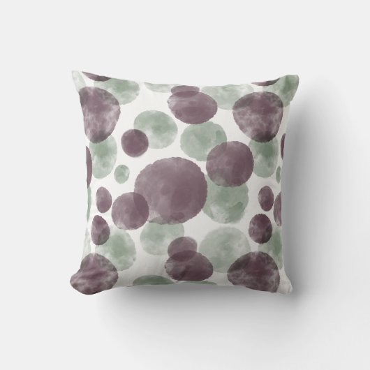 穏やかな水の色の泡Sage Green & Purple クッション (正面)