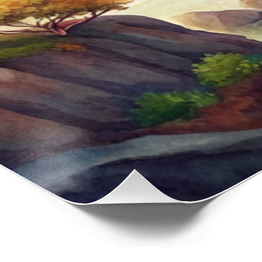 穏やかな水の色マウンテンリバーシーン ポスター (コーナー)