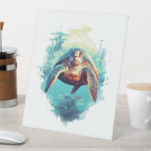 穏やかな水中カメ 台座サイン (インサイチュ)