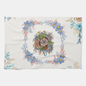 穏やかな水彩の庭 – やさしい花の芸術 キッチンタオル (横)