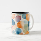 穏やかな水彩ドット ツートーンマグカップ (正面右)