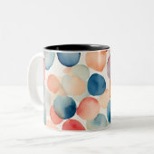 穏やかな水彩ドット ツートーンマグカップ (正面左)