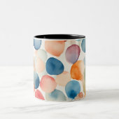 穏やかな水彩ドット ツートーンマグカップ (中央)