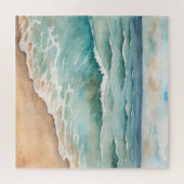 穏やかな水彩画のビーチの波 - 海の雰囲気 ジグソーパズル (横)