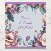 穏やかな水彩花のラベル ワインラベル (シングルラベル)