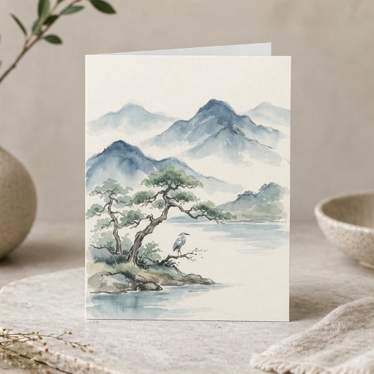 穏やかな水彩風景 ミニマリストの自然 カード