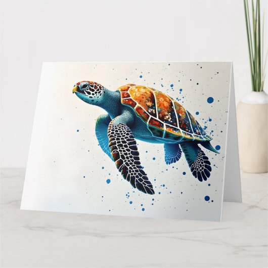 穏やかな水祝海ウミガメ カード (正面)