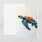 穏やかな水祝海ウミガメ サンキューカード (正面/裏面)