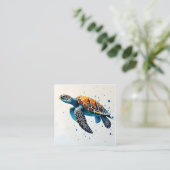 穏やかな水祝海ウミガメ スクエア名刺 (スタンド正面)