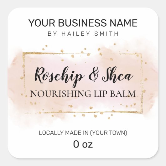 穏やかな水色ピンクローズヒップリップクリーム スクエアシール (正面)