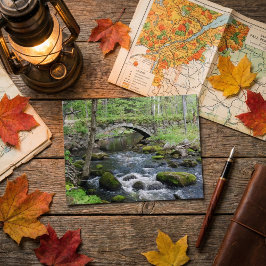 穏やかな水：グリーソン秋ロードブリッジ ポストカード