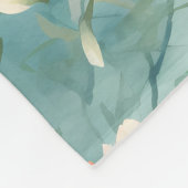 穏やかな水：水彩コイ魚のパターン フリースブランケット (角)