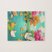 穏やかな池の子供たち ジグソーパズル (横)