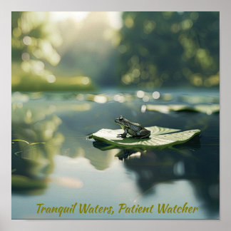 穏やかな池の生活：リリーパッド上のカエル ポスター