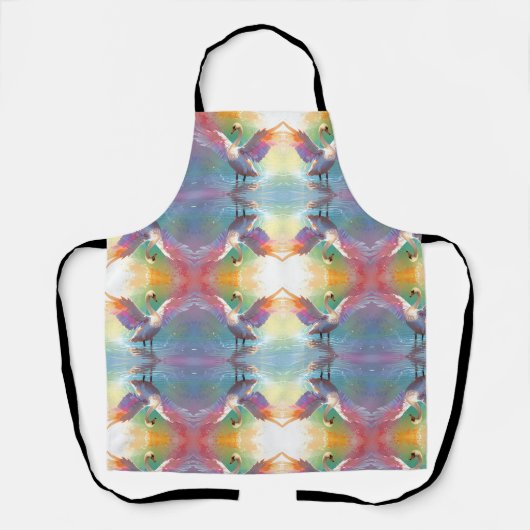 穏やかな池を優雅に横切る白鳥 エプロン (正面)