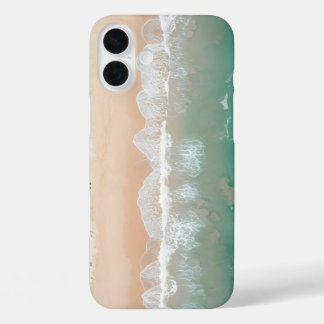 穏やかな波が軽い砂のビーチを満たす iPhone 16 PLUSケース