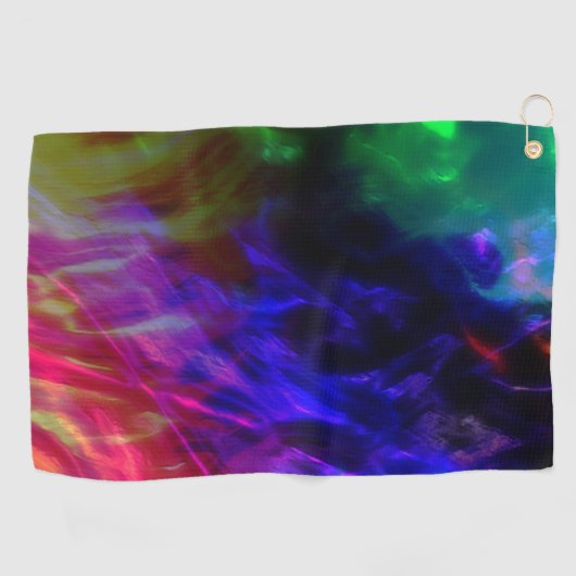 穏やかな波に沈む派手な赤と濃い青 ゴルフタオル (横)