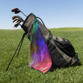 穏やかな波に沈む派手な赤と濃い青 ゴルフタオル (グリーン)