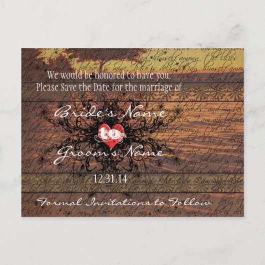 穏やかな波の下のセピア古い時間バラ 案内ポストカード (裏面)