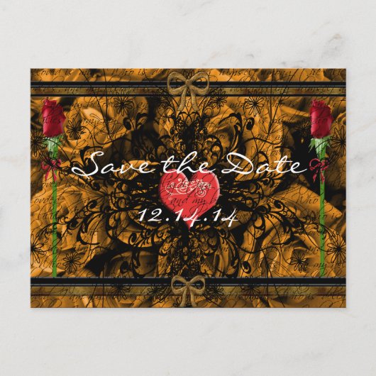 穏やかな波の下のセピア古い時間バラ 案内ポストカード (正面)