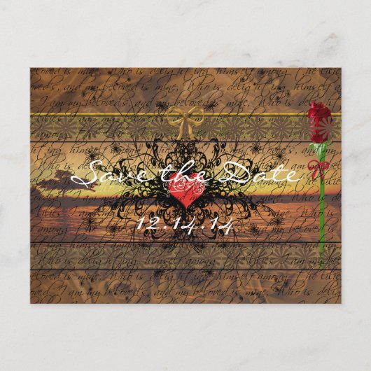 穏やかな波の下のセピア古い時間バラ 案内ポストカード (正面)