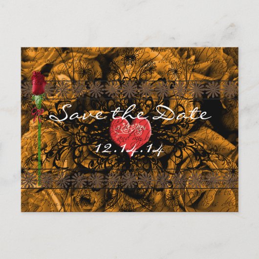 穏やかな波の下のセピア古い時間バラ 案内ポストカード (正面)