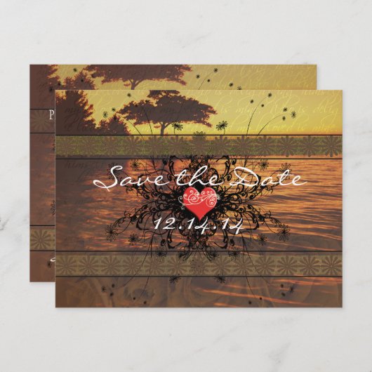 穏やかな波の下のセピア古い時間バラ 案内ポストカード (正面/裏面)