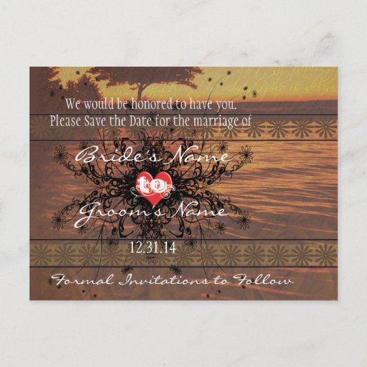 穏やかな波の下のセピア古い時間バラ 案内ポストカード (裏面)