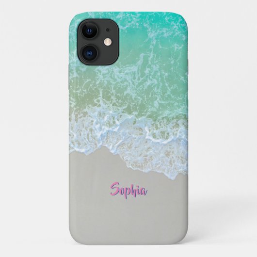 穏やかな波の海岸のピンクの名前 Case-Mate iPhoneケース (裏面)