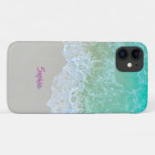 穏やかな波の海岸のピンクの名前 Case-Mate iPhoneケース (裏面(横))