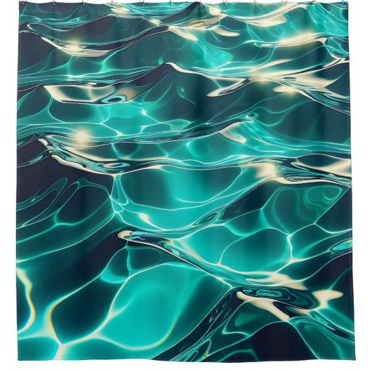 「穏やかな波紋と反射」 シャワーカーテン (正面)