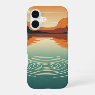 穏やかな波紋のあるヴィンテージ湖 iPhone 16ケース