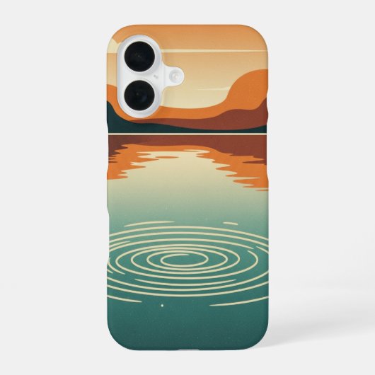 穏やかな波紋のあるヴィンテージ湖 iPhone 16ケース (裏面)