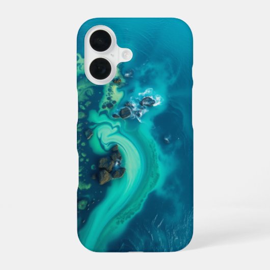 穏やかな波: 平和な景色 iPhone 16ケース (裏面)