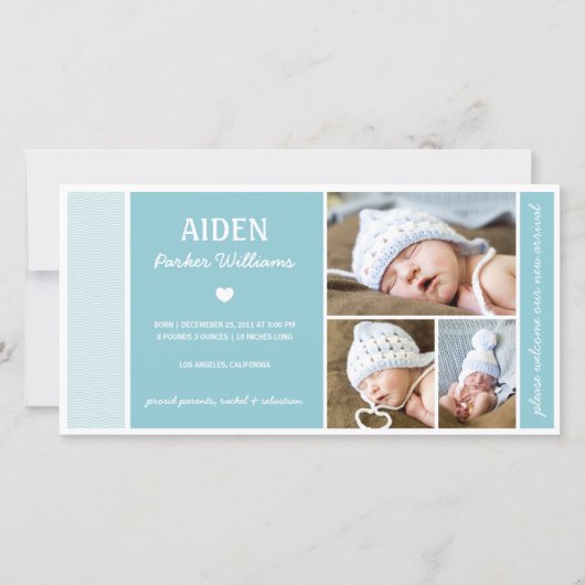 穏やかな波 | 男の赤ちゃん出生告知 案内状 (正面)