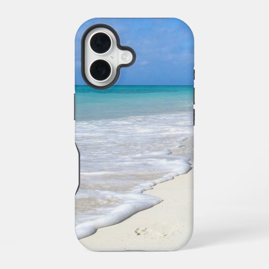 穏やかな波 白い砂浜 iPhone 16ケース (裏面)