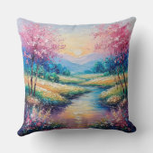 穏やかな流れの上に沈む夕日 クッション (裏面)