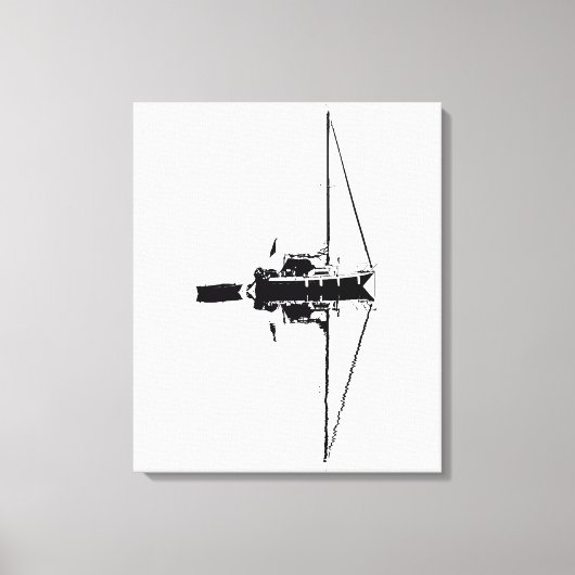 穏やかな海に反射するヨット キャンバスプリント (正面)