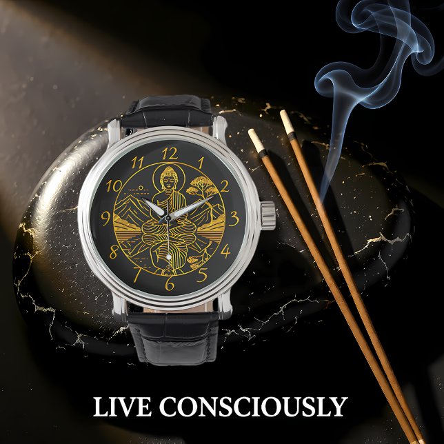 穏やかな海に反射する穏やかな仏像姿 腕時計 (クリエイターアップロード済み)